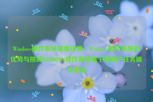 Windows操作系统深度评测，Windows操作系统的优势与挑战WINDOWS操作系统属于单用户任务操作系统