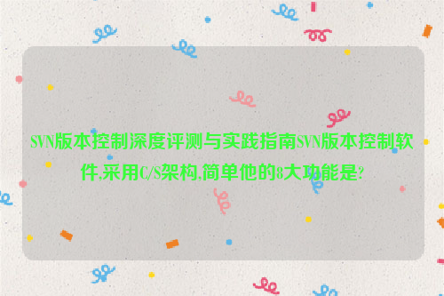 SVN版本控制深度评测与实践指南SVN版本控制软件,采用C/S架构,简单他的8大功能是?