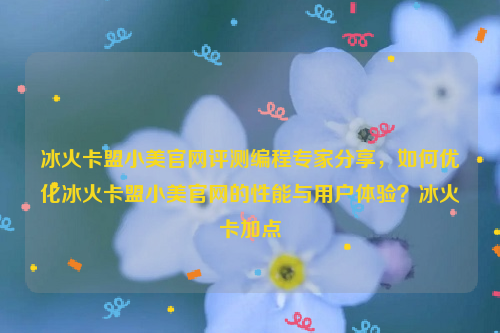 冰火卡盟小美官网评测编程专家分享，如何优化冰火卡盟小美官网的性能与用户体验？冰火卡加点