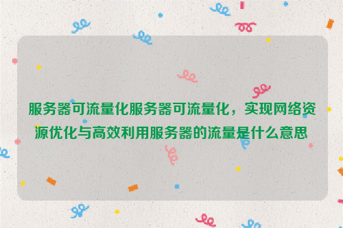 服务器可流量化服务器可流量化，实现网络资源优化与高效利用服务器的流量是什么意思