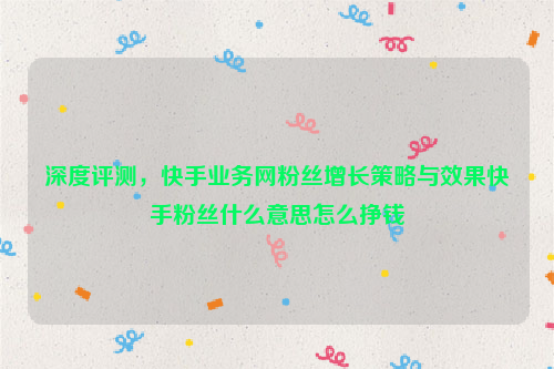 深度评测，快手业务网粉丝增长策略与效果快手粉丝什么意思怎么挣钱