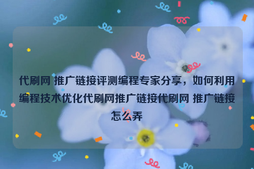 代刷网 推广链接评测编程专家分享，如何利用编程技术优化代刷网推广链接代刷网 推广链接怎么弄