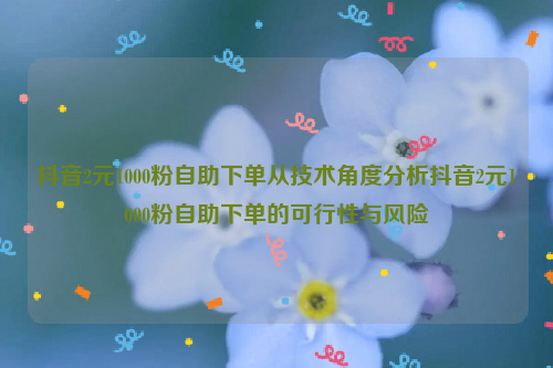 抖音2元1000粉自助下单从技术角度分析抖音2元1000粉自助下单的可行性与风险