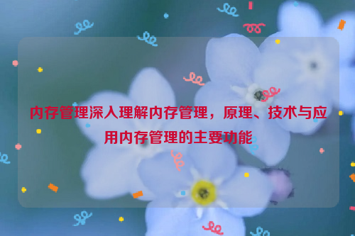 内存管理深入理解内存管理，原理、技术与应用内存管理的主要功能