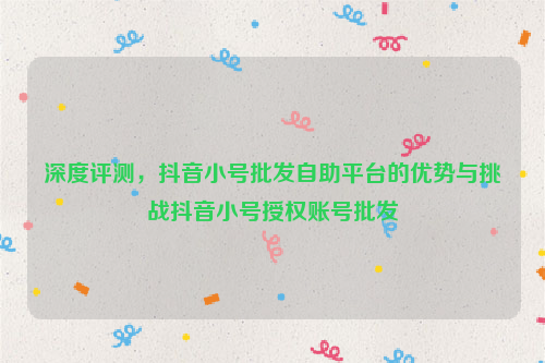 深度评测，抖音小号批发自助平台的优势与挑战抖音小号授权账号批发