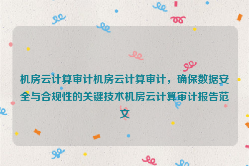 机房云计算审计机房云计算审计，确保数据安全与合规性的关键技术机房云计算审计报告范文