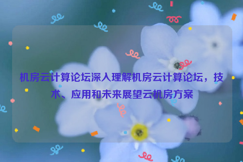 机房云计算论坛深入理解机房云计算论坛，技术、应用和未来展望云机房方案