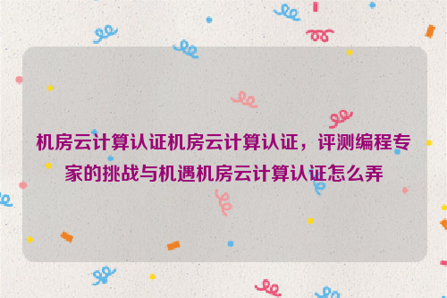 机房云计算认证机房云计算认证，评测编程专家的挑战与机遇机房云计算认证怎么弄