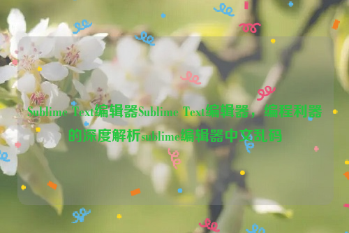 Sublime Text编辑器Sublime Text编辑器，编程利器的深度解析sublime编辑器中文乱码