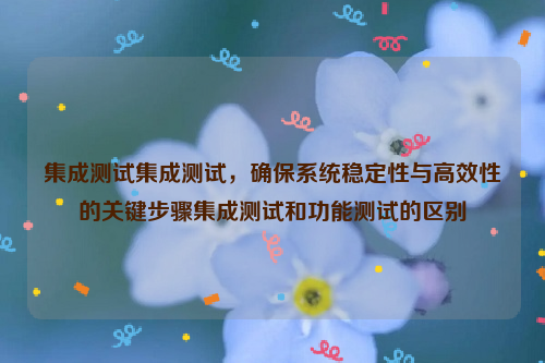 集成测试集成测试，确保系统稳定性与高效性的关键步骤集成测试和功能测试的区别