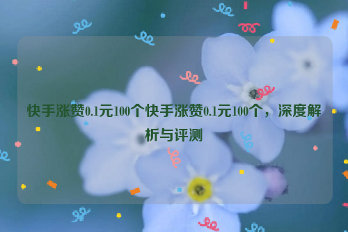 快手涨赞0.1元100个快手涨赞0.1元100个，深度解析与评测