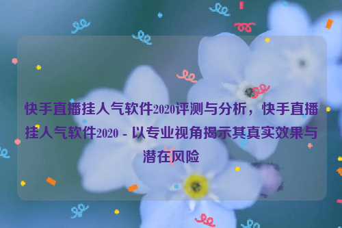 快手直播挂人气软件2020评测与分析，快手直播挂人气软件2020 - 以专业视角揭示其真实效果与潜在风险