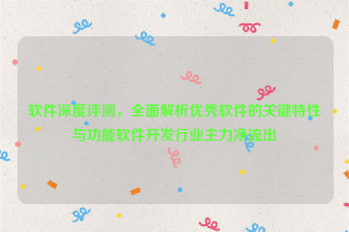 软件深度评测，全面解析优秀软件的关键特性与功能软件开发行业主力净流出