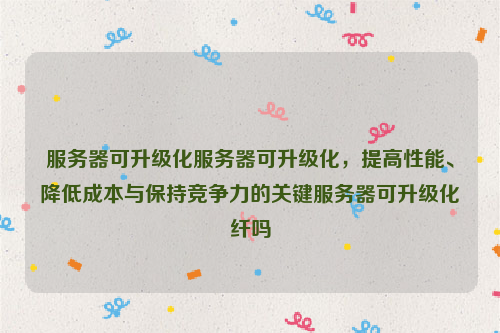 服务器可升级化服务器可升级化，提高性能、降低成本与保持竞争力的关键服务器可升级化纤吗