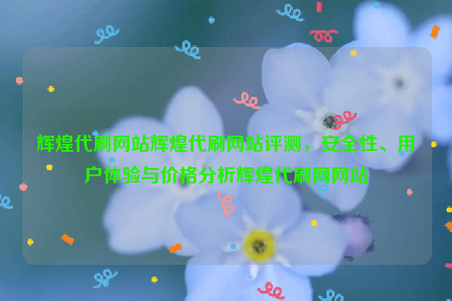 辉煌代刷网站辉煌代刷网站评测，安全性、用户体验与价格分析辉煌代刷网网站