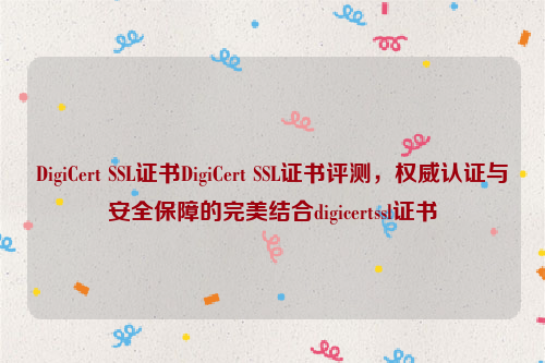 DigiCert SSL证书DigiCert SSL证书评测，权威认证与安全保障的完美结合digicertssl证书