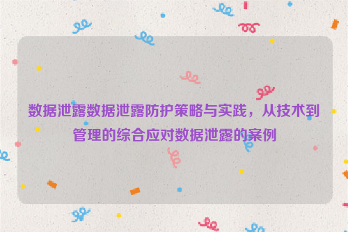 数据泄露数据泄露防护策略与实践，从技术到管理的综合应对数据泄露的案例