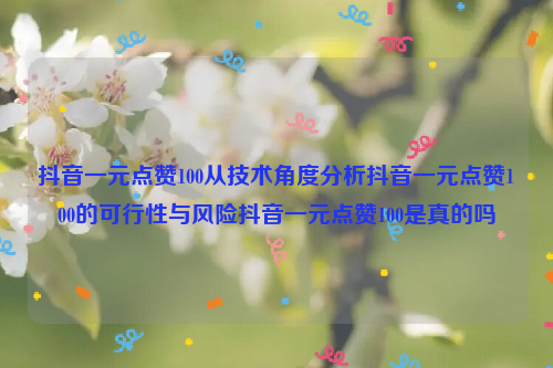 抖音一元点赞100从技术角度分析抖音一元点赞100的可行性与风险抖音一元点赞100是真的吗