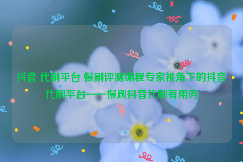 抖音 代刷平台 慢刷评测编程专家视角下的抖音代刷平台——慢刷抖音代刷有用吗