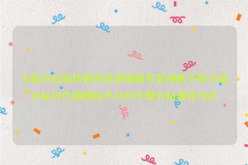 卡盟分站和代刷网评测编程专家视角下的卡盟分站与代刷网技术分析卡盟分站赚钱方式