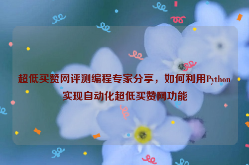 超低买赞网评测编程专家分享，如何利用Python实现自动化超低买赞网功能