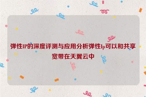 弹性IP的深度评测与应用分析弹性Ip可以和共享宽带在天翼云中