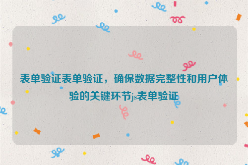 表单验证表单验证，确保数据完整性和用户体验的关键环节js表单验证