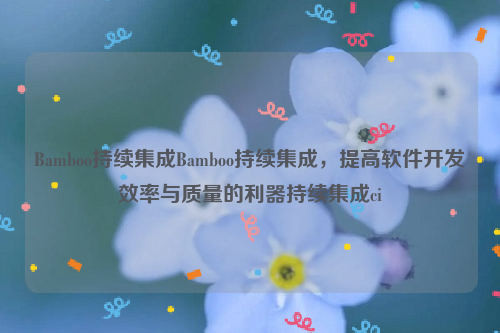 Bamboo持续集成Bamboo持续集成，提高软件开发效率与质量的利器持续集成ci