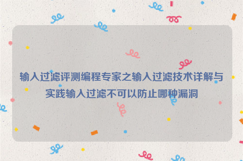 输入过滤评测编程专家之输入过滤技术详解与实践输入过滤不可以防止哪种漏洞