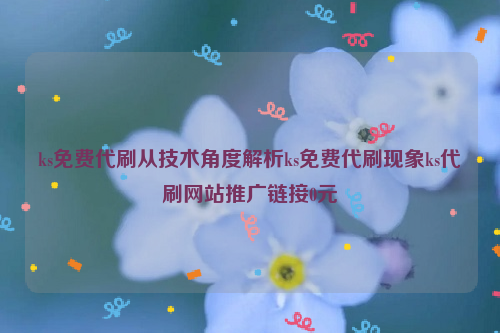 ks免费代刷从技术角度解析ks免费代刷现象ks代刷网站推广链接0元