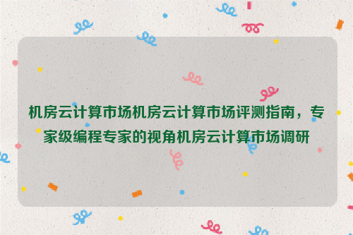 机房云计算市场机房云计算市场评测指南，专家级编程专家的视角机房云计算市场调研