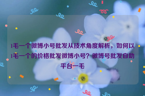 1毛一个微博小号批发从技术角度解析，如何以1毛一个的价格批发微博小号？微博号批发自助平台一毛