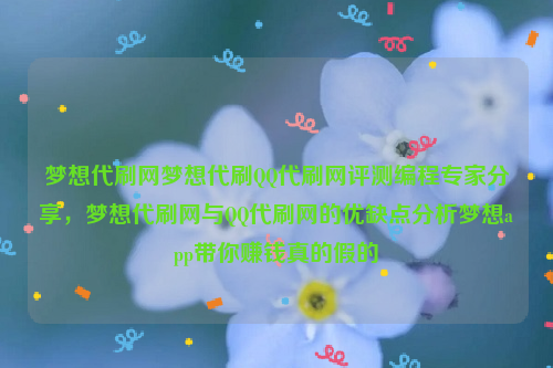 梦想代刷网梦想代刷QQ代刷网评测编程专家分享，梦想代刷网与QQ代刷网的优缺点分析梦想app带你赚钱真的假的