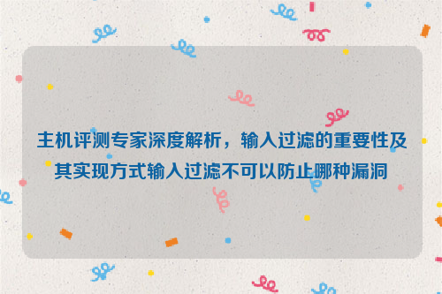 主机评测专家深度解析，输入过滤的重要性及其实现方式输入过滤不可以防止哪种漏洞